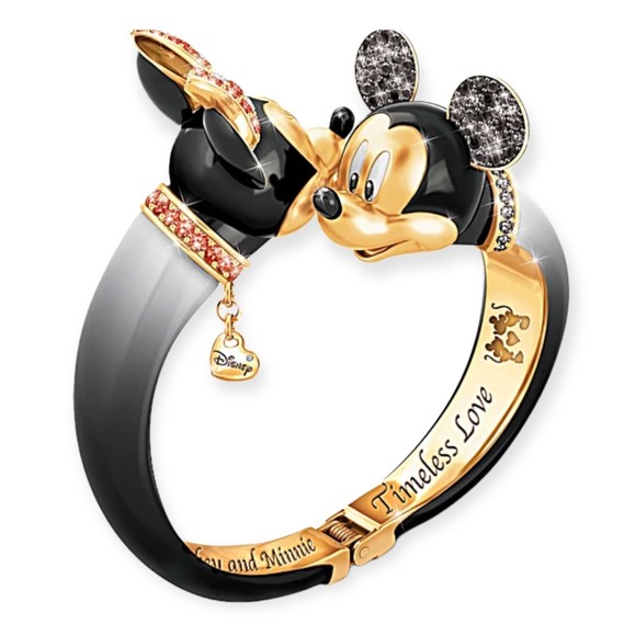 Disney Jewelry - Mickey & Minnie Mouse Timeless Love Crystal Bangle Bracelet